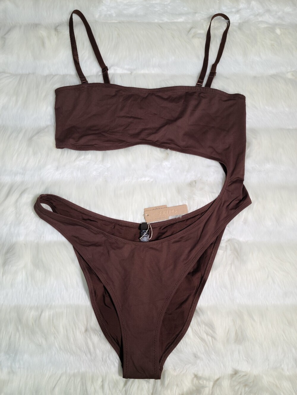SKIMS Swim Strapless Monokini Brown Cocoa Women 2X NEW